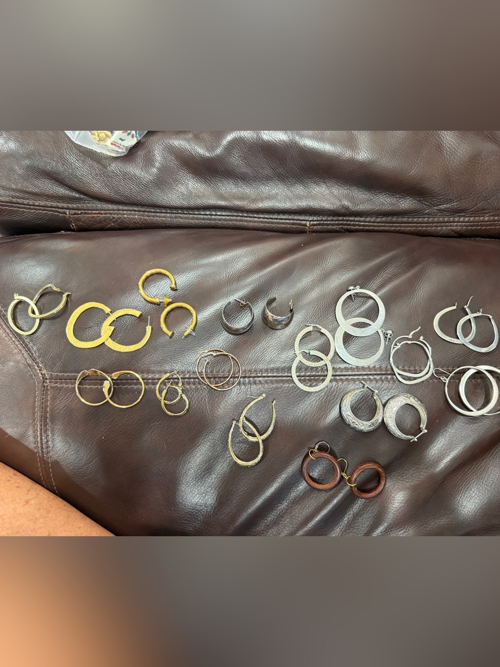 15 pair of pierced earrings-12 gold tone and 12 silver tone 3 other